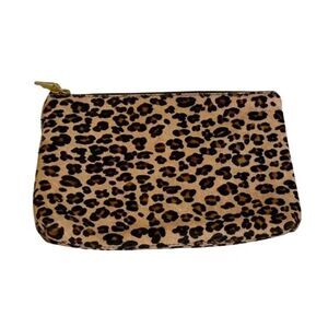 J. Crew Brown and Black Leopard Print Pony Hair Cosmetic Case